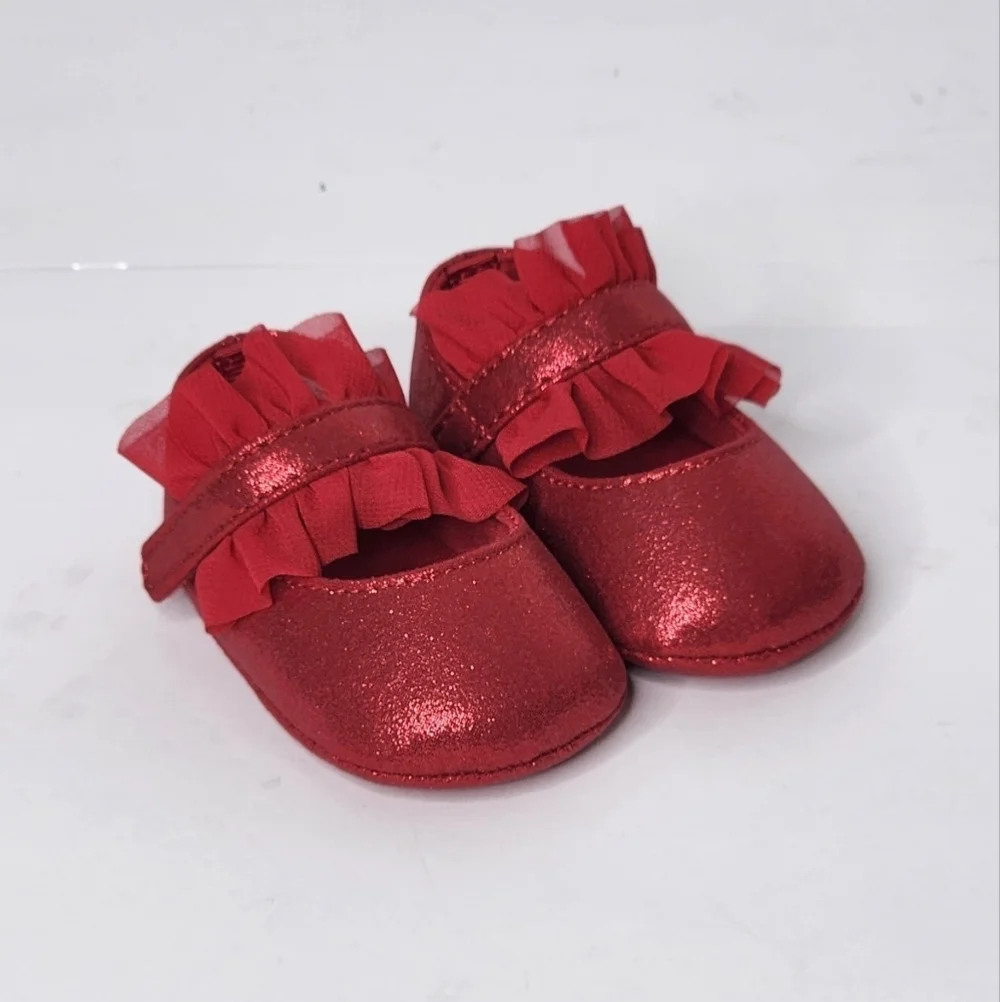 Girls Baby Deer Red Infant Bella Crib Shoes